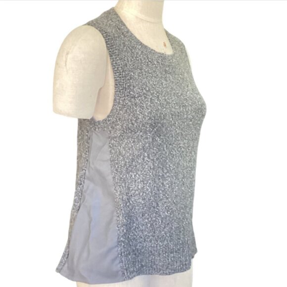 Banana Republic Crew Neck Knit Vest Faux Leather Side Panels XS Gray #126M - Picture 3 of 8